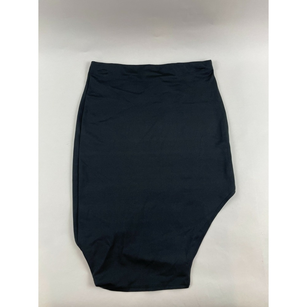 Know. One. Cares. Asymmetrical Bodycon Skirt Women's Large Black Knee Length NWT